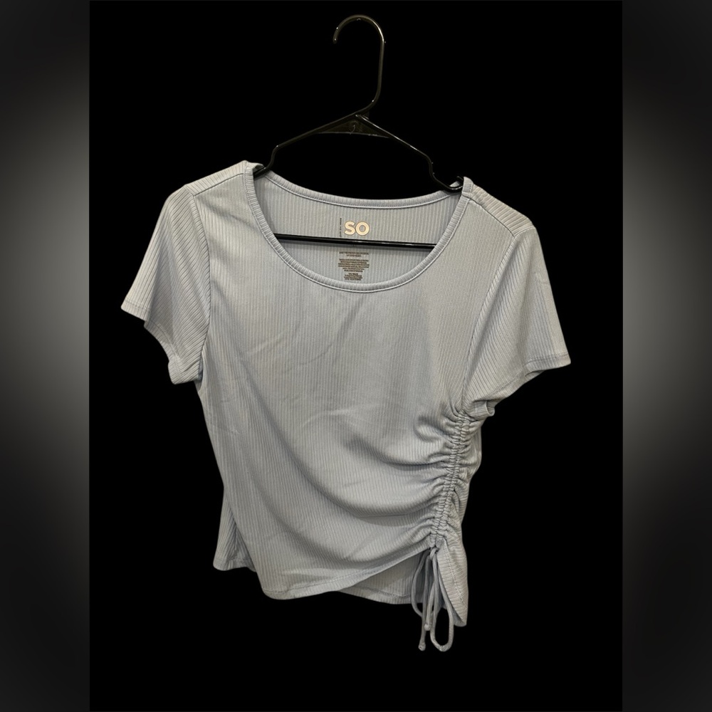 SO Light Blue Ruched‎ Side Top